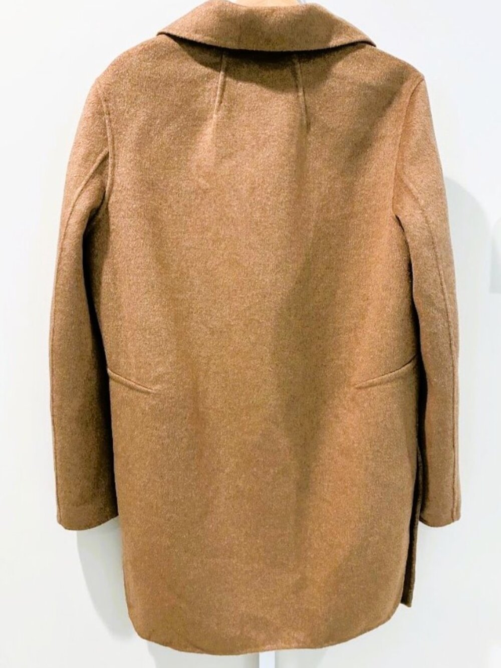 Belle & Bloom Camel Wool Blend Snap Front Coat Tan Jacket Minimalist Women's M - Picture 9 of 9